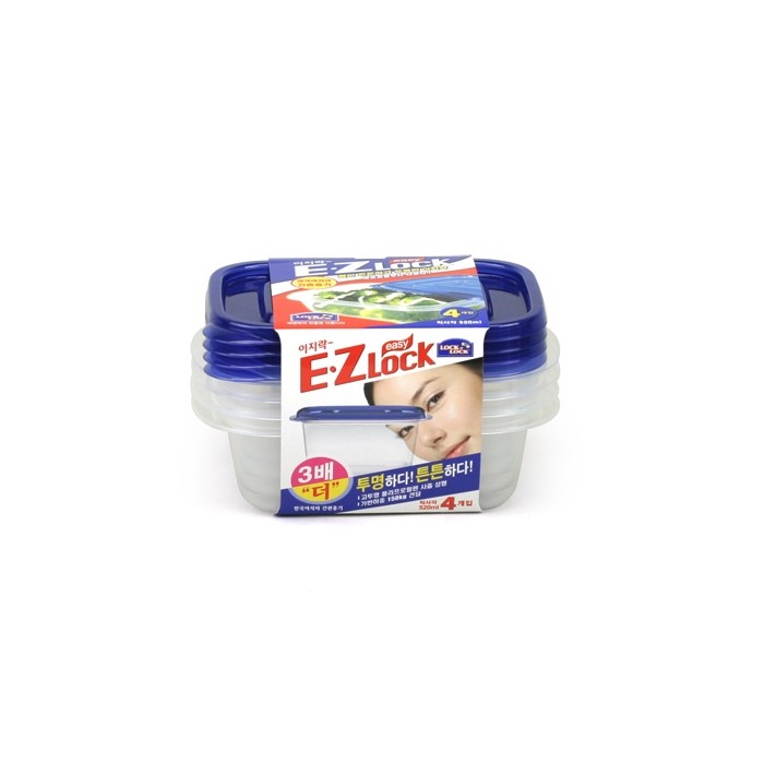 Conjunto com 4 Potes Plásticos Herméticos, 520ml cada HLE6300S - Lock & Lock