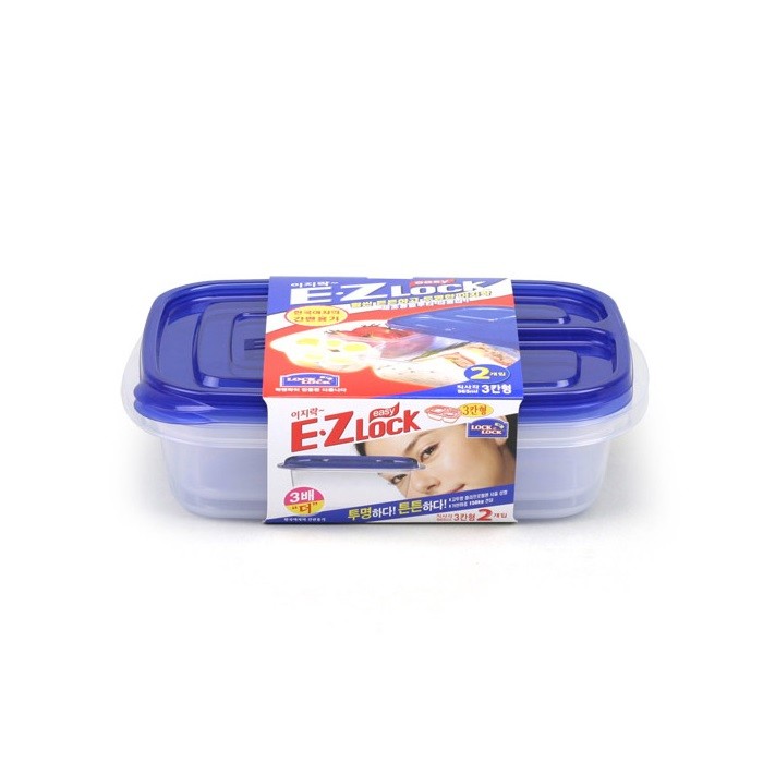 Conjunto com 2 Potes Plásticos Herméticos com 3 Divisórias, 965ml cada HLE7500S - Lock & Lock