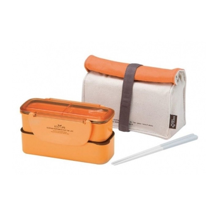 Bolsa Térmica Laranja com 2 Potes Plásticos Herméticos, HPL740 O - Lock & Lock