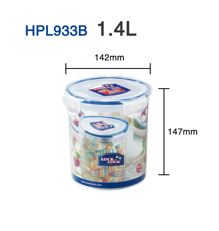 Pote Pl�stico Herm�tico, 1,4lts HPL933B - Lock & Lock
