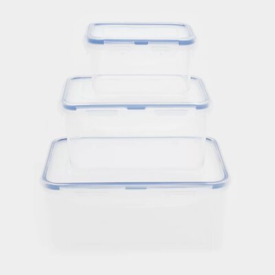 Kit Presente 3 Potes Pl�sticos Herm�ticos Retangulares, 2,3 Lts, 1,1 Lts. e 470 ml HPL825SJ3 - Lock